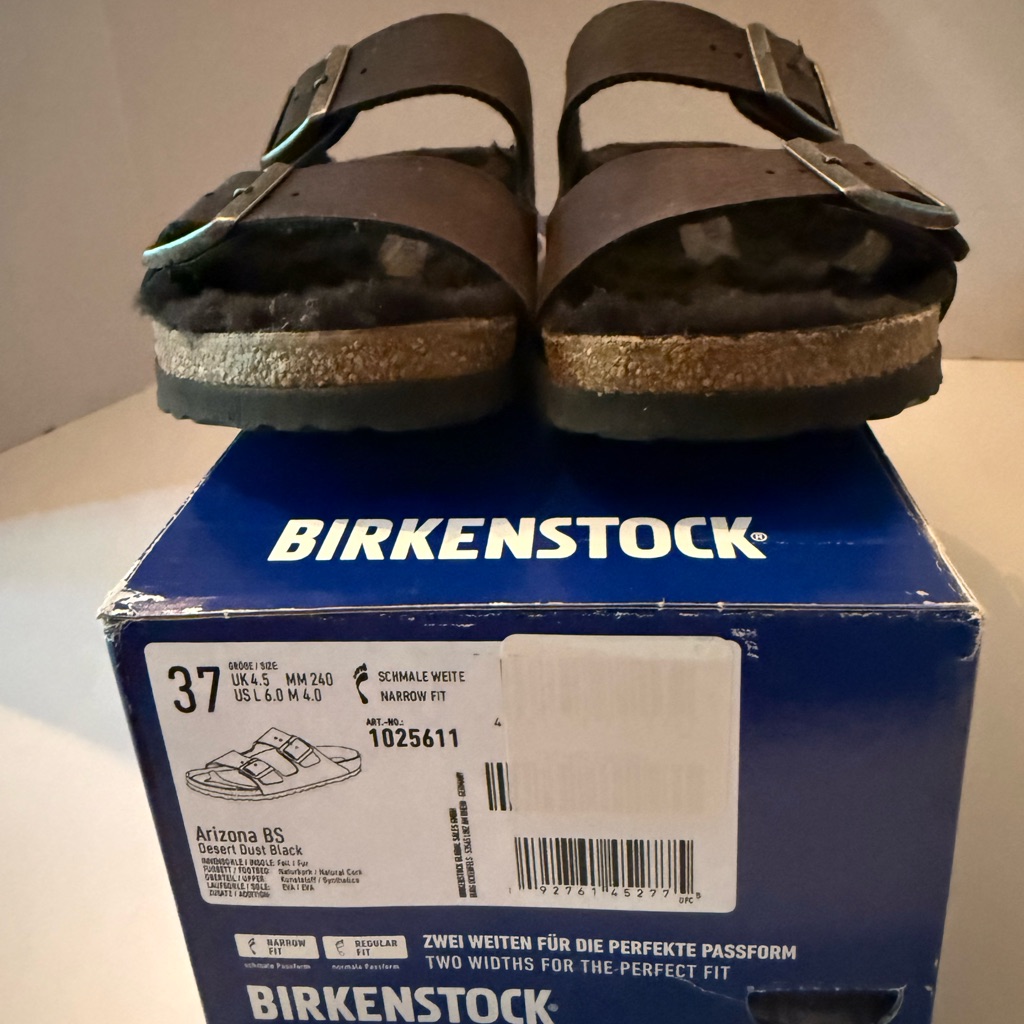 Birkenstock Arizona Desert Dust Two-Strap Sandals In Black M/4, L/6 New Narrow